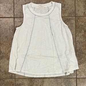 Copper Key White Tank Top with Blue Stitching